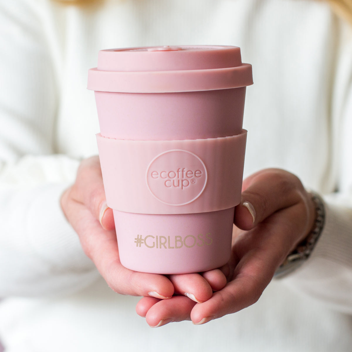 personalised reusable etched coffee cup piink