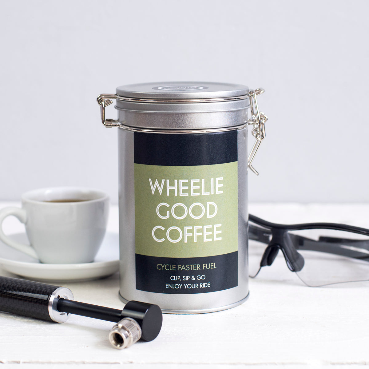 Cyclists 'Wheelie Good Coffee' Coffee Gift In Tin
