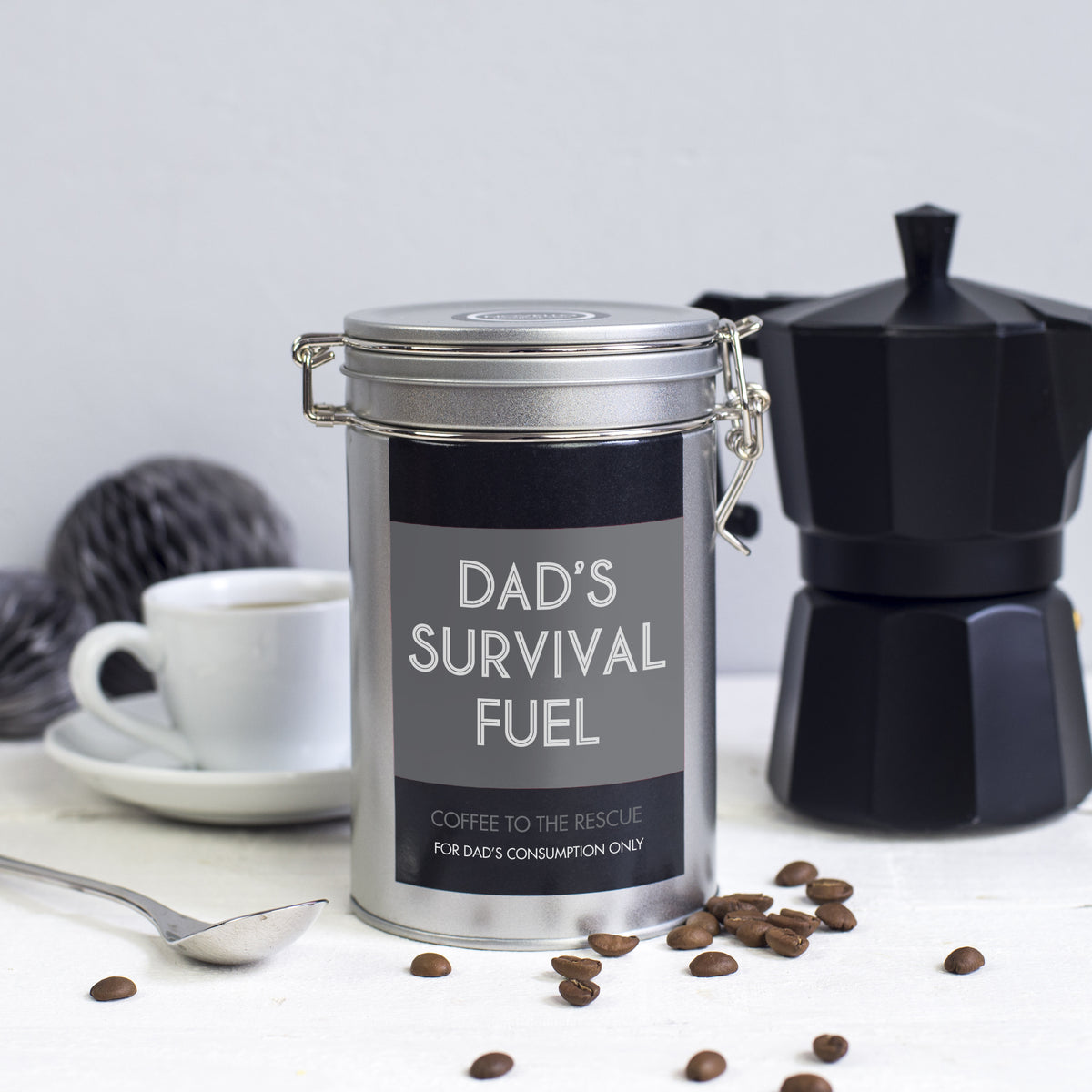 'Dad's Survival Fuel' Coffee Gift In Tin