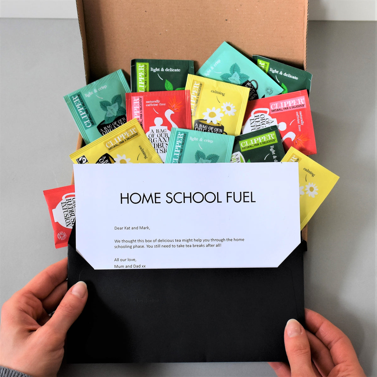 Home School Fuel Tea Gift Box in Letterbox friendly packaging