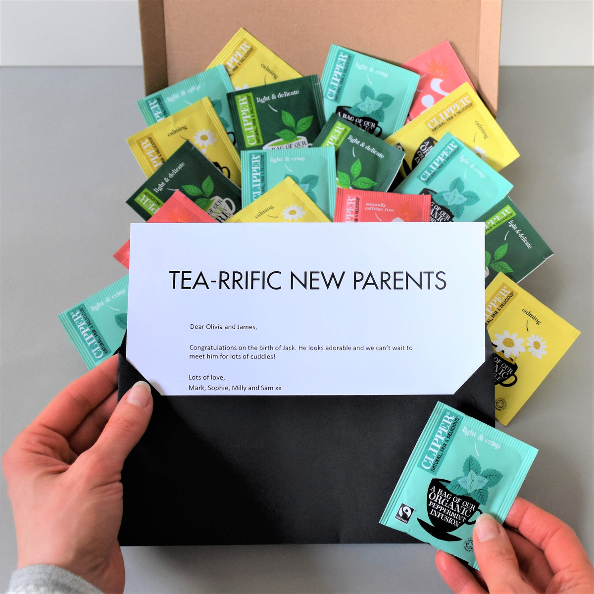 New Baby Tea Gift in Letterbox friendly packaging