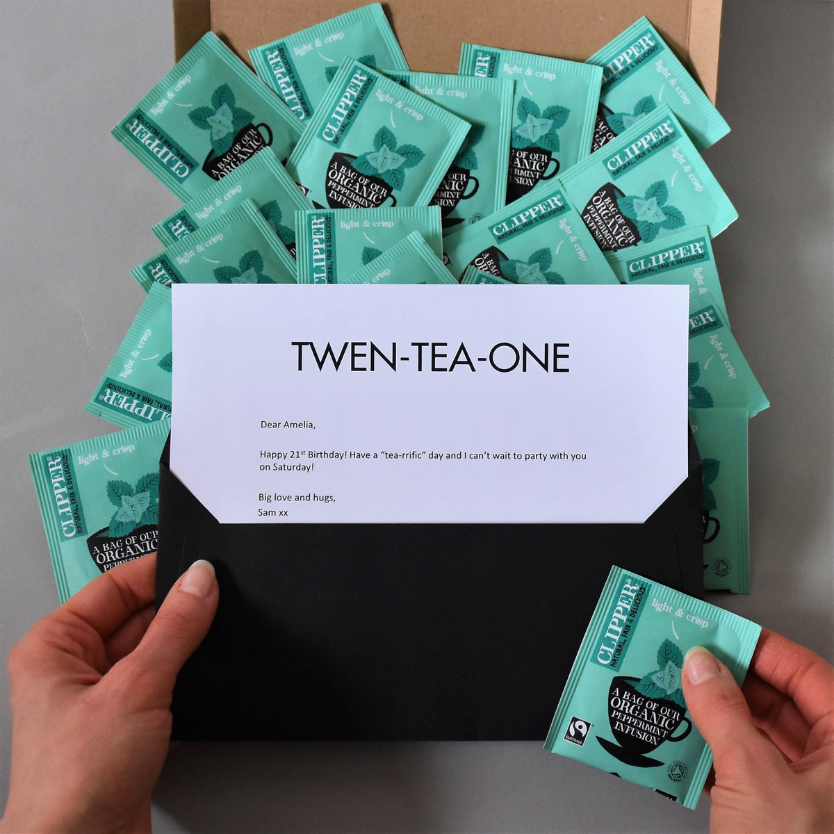 Milestone Birthday Tea Gift in Letterbox friendly packaging