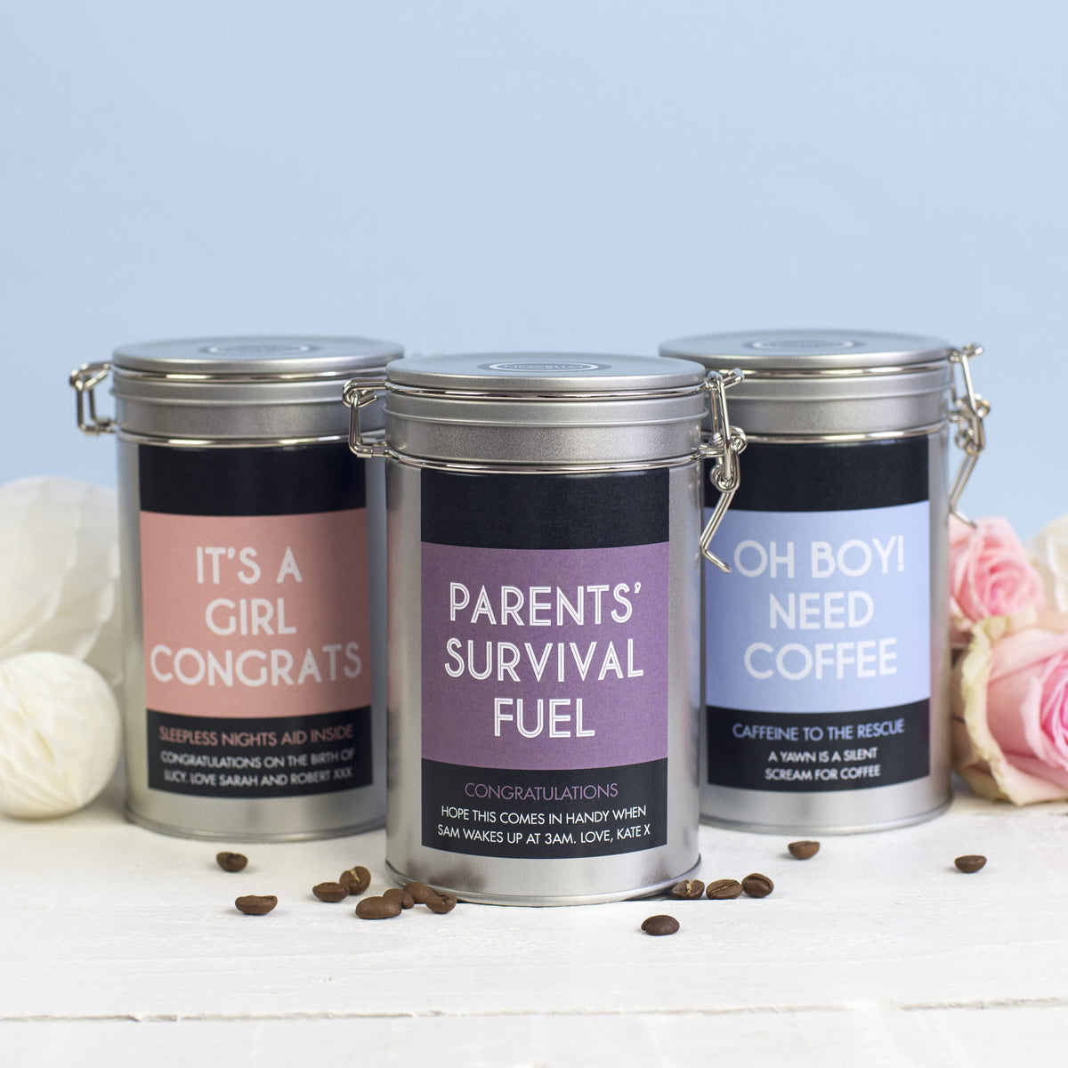 New Parents Personalised Coffee Gift In Tin