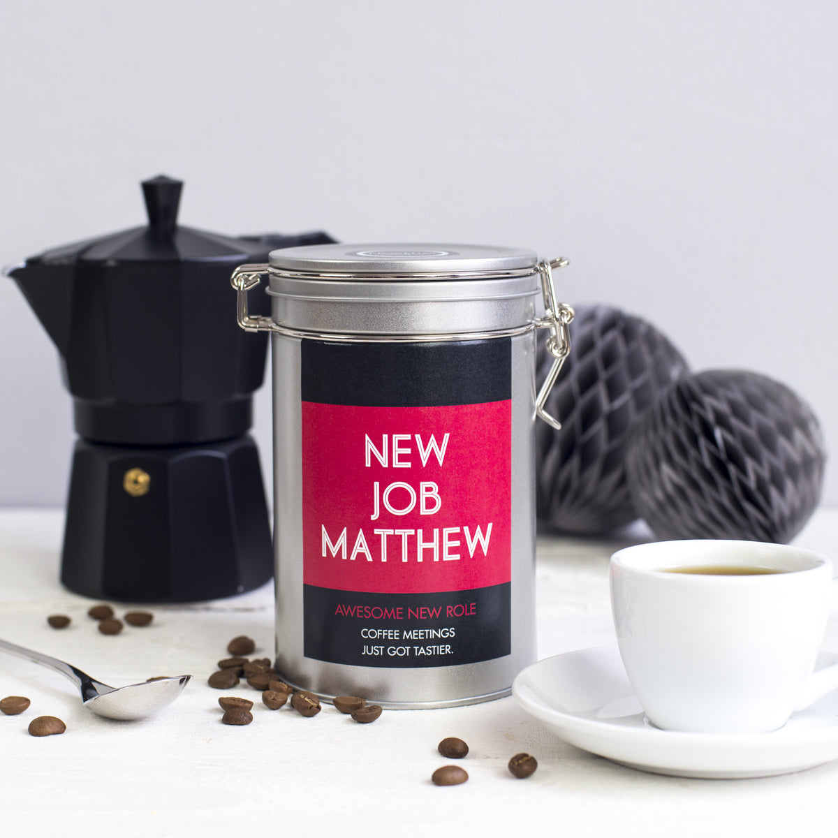 New Job Personalised Coffee Gift In Tin