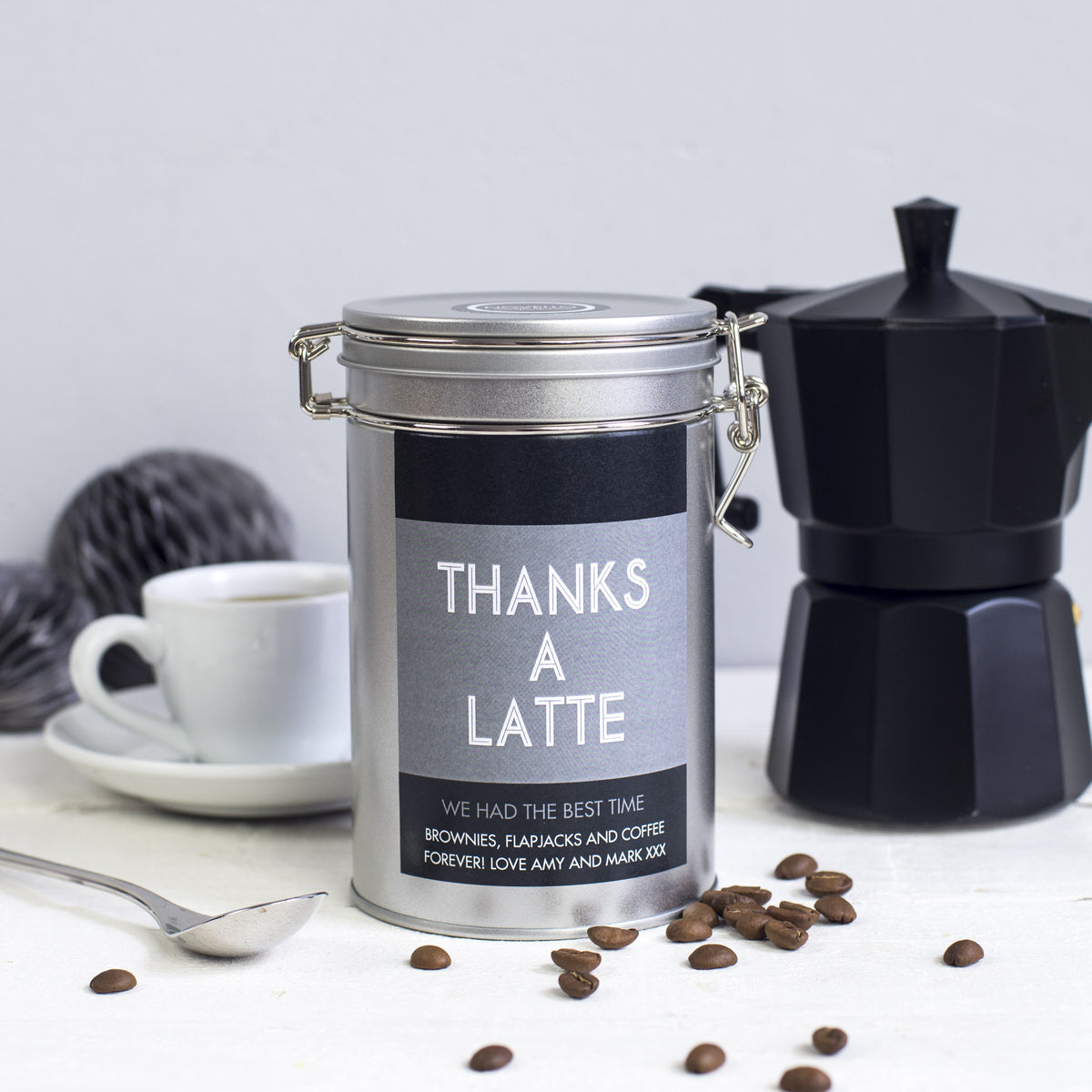 personalised coffee tin gift