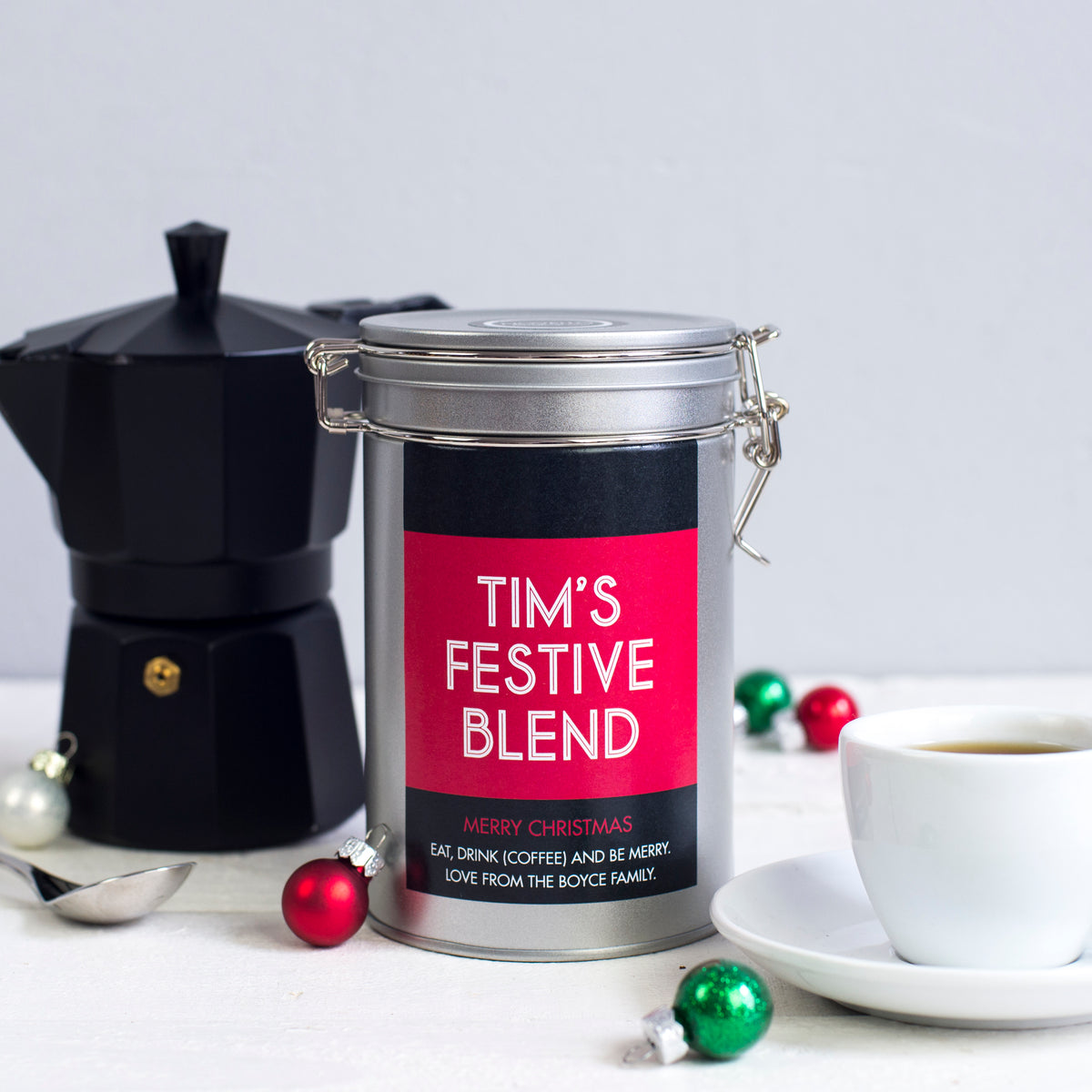 Christmas Personalisable Coffee Gift In Tin