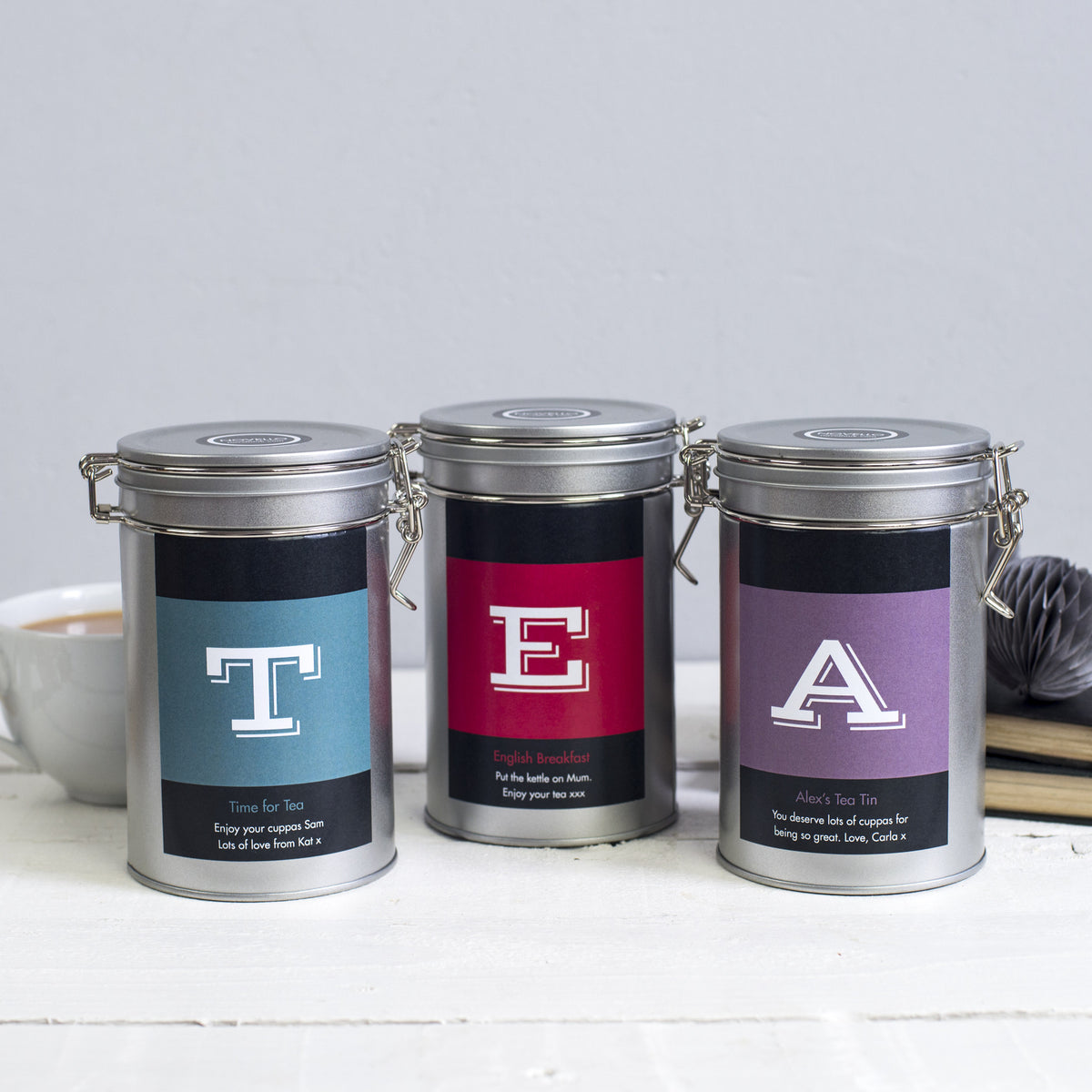 personalised tea gift tin novello