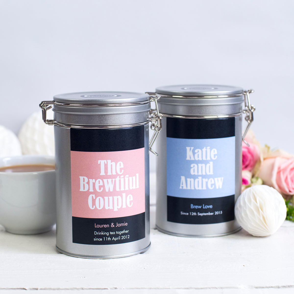 Personalised 10th Anniversary Tea Gift In Tin