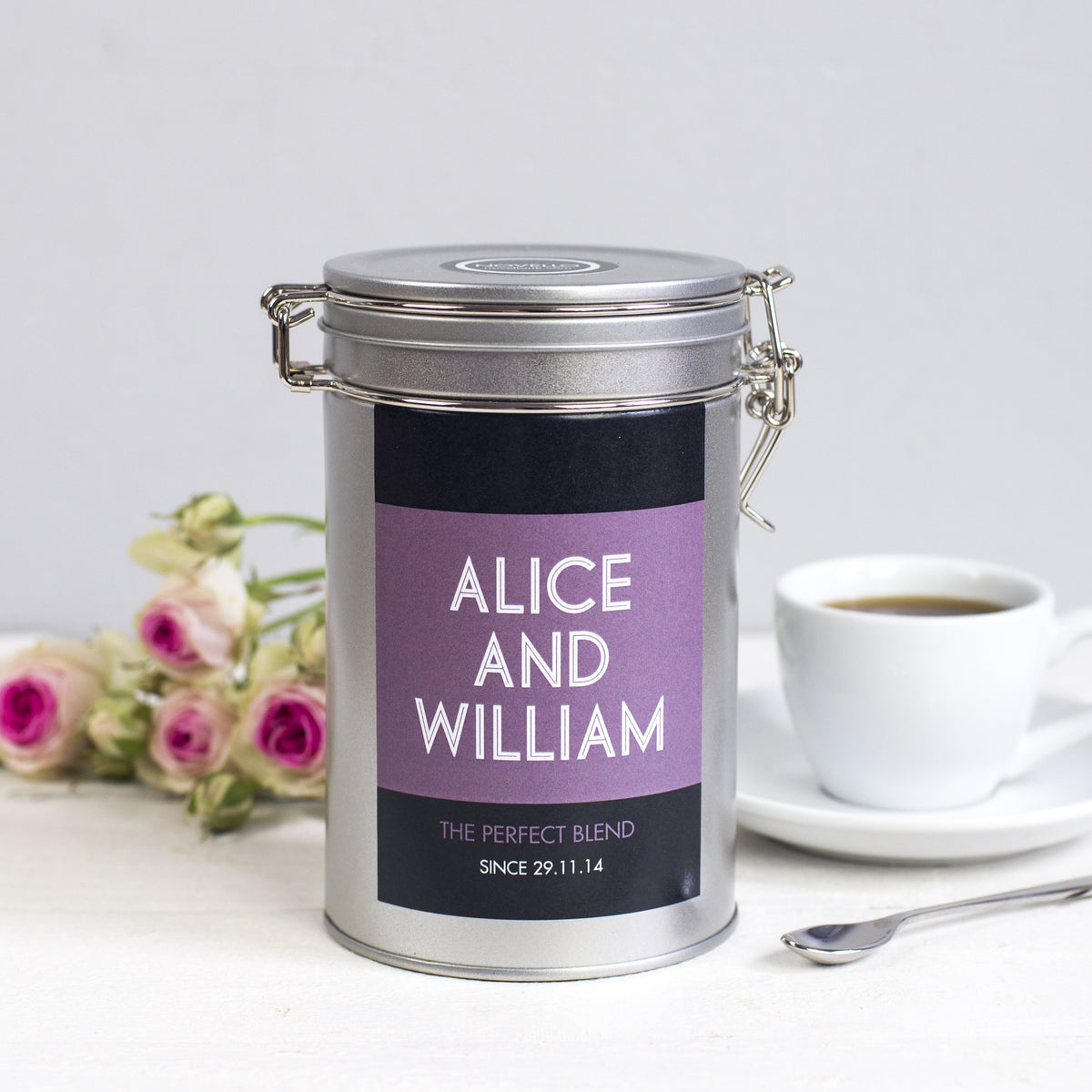 wedding gift tin coffee personalised novello